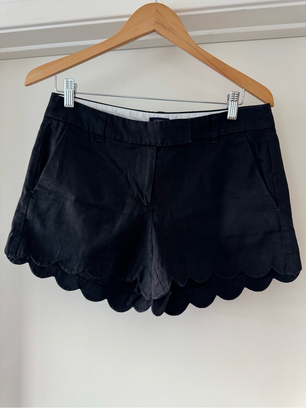 J. Crew Black Scalloped Hem Bermuda Shorts